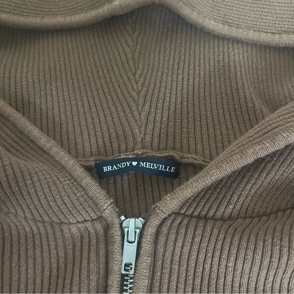 Brandy Melville Ribbed Zip-Up Hoodie - Picture 2 of 3